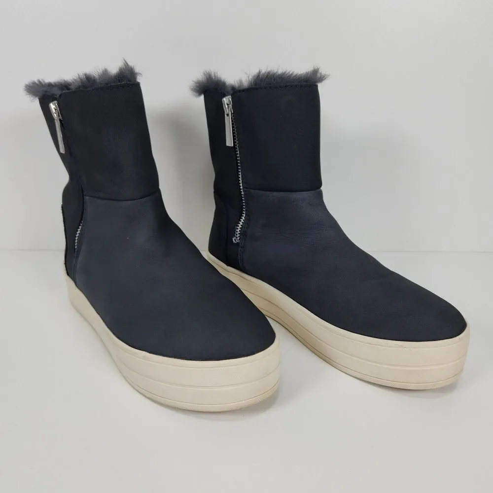 J/Slides NYC‎ Womens Size 7 Henley Navy Platform Boots Shoes Charcoal Gray